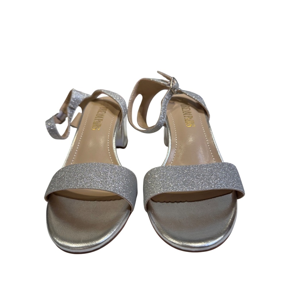 Dream Pairs Carnival Women Silver Glitter Block Heel Ankle Strap Sandals 7.5 - Picture 2 of 8
